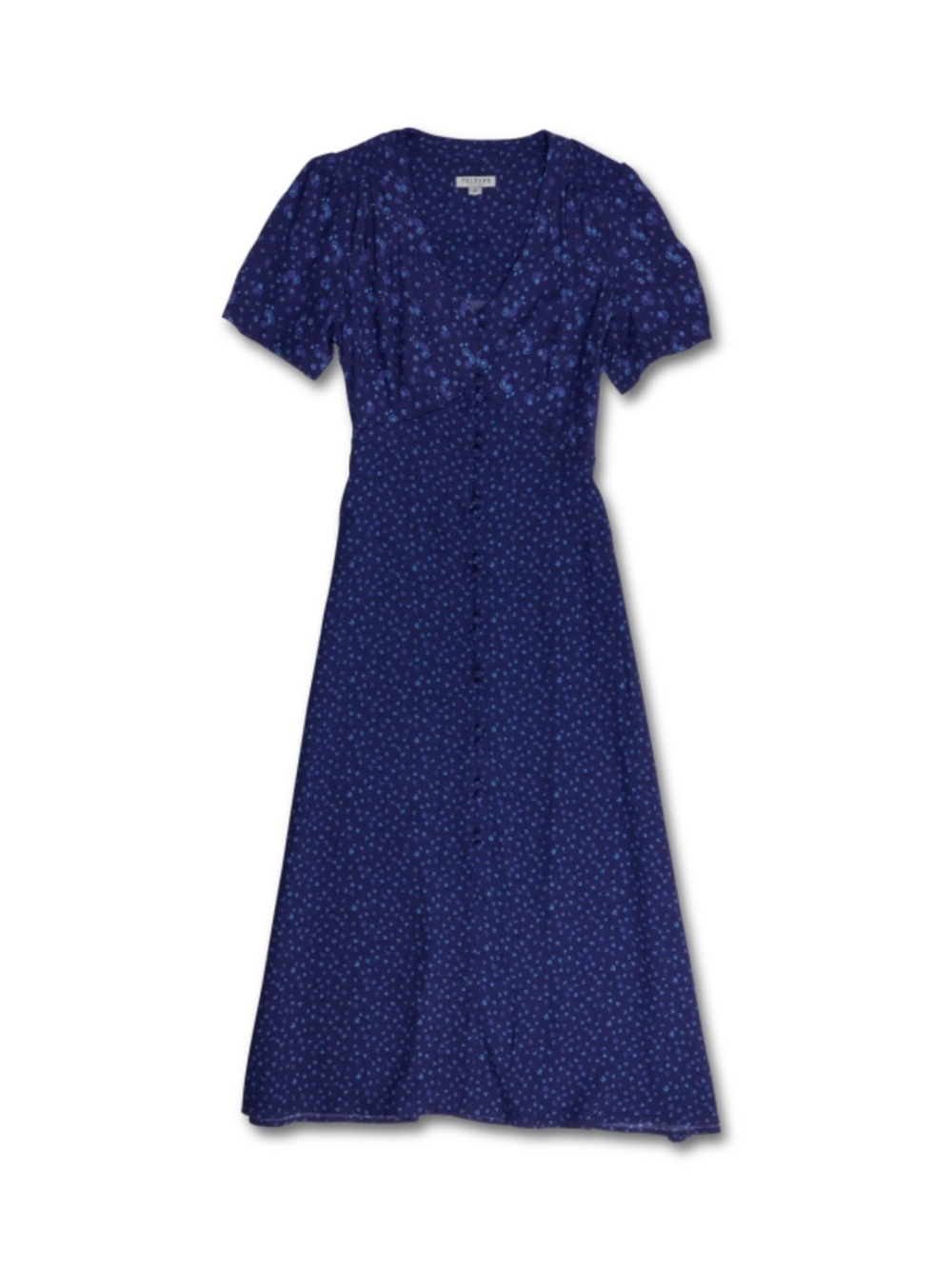 Blue Button-Front Midi Dress - Picture 8 of 8